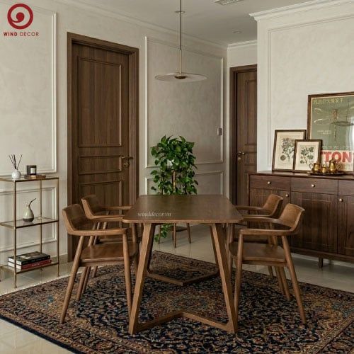  BA-95 Bộ bàn ăn Grace Wood và 4 Ghế Hirosima Wood Rubber 