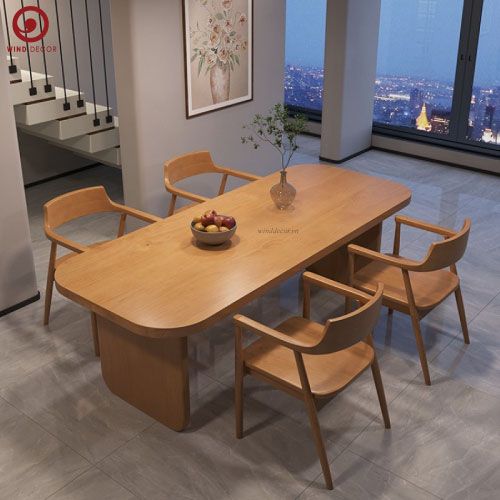  BAC-194 Bộ Bàn Ăn Miki và 4 Ghế Hirosima Wood Rubber 