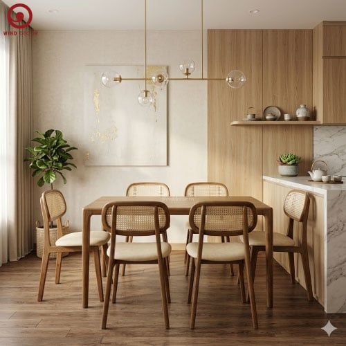  BA-01 Bộ bàn ăn Neva và 6 Ghế Mayoi ASH 