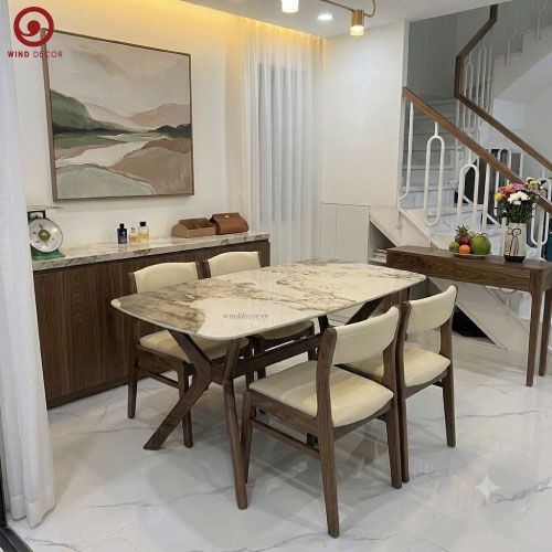  BA-107 Bộ bàn ăn X-tra Ceramic và 4 ghế Bella 