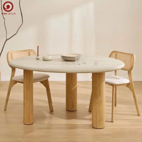  BAC-66 Bộ bàn ăn tròn và 4 Ghế MayoiSeater Gỗ Cao Su 