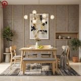  BA-44  Bộ Bàn Ăn 2 Ghế Mango + Băng Ghế 