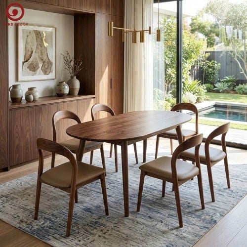  BA-108 Bộ bàn ăn Luna Oval và 6 ghế Neva Không Tay 