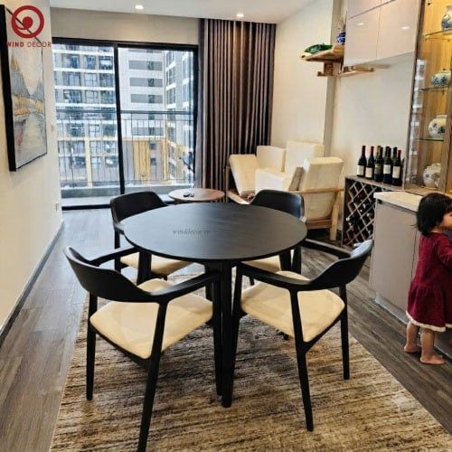  BA-113 Bộ Bàn Ăn Luna Round và 4 Ghế Hirosima Rubber 