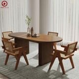  BAC-103 Bộ bàn ăn Oval Wood và 4 Ghế Vleg Rubber 