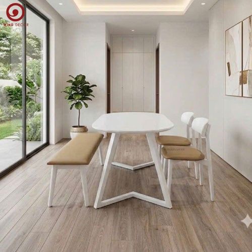  BA-109 Bộ Bàn Ăn Grace Wood Oval và 2 Ghế Inova + Ghế Băng 
