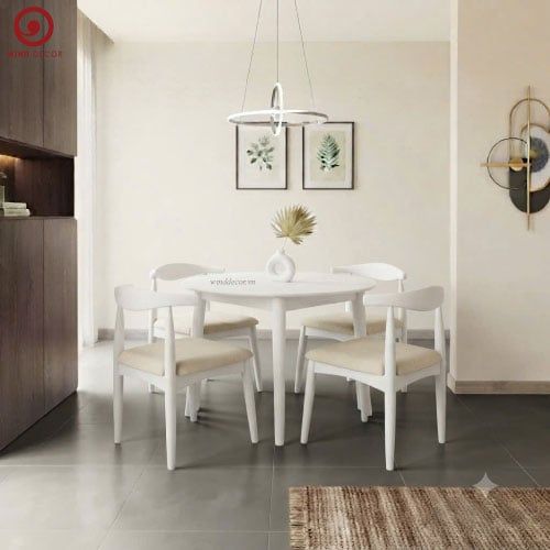  BA-114 Bộ Bàn Ăn Luna Round và 4 Ghế Bull 