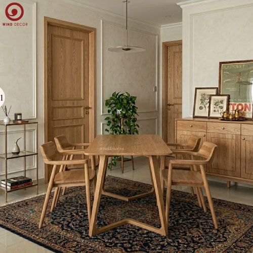  BA-95 Bộ bàn ăn Grace Wood và 4 Ghế Hirosima Wood Rubber 
