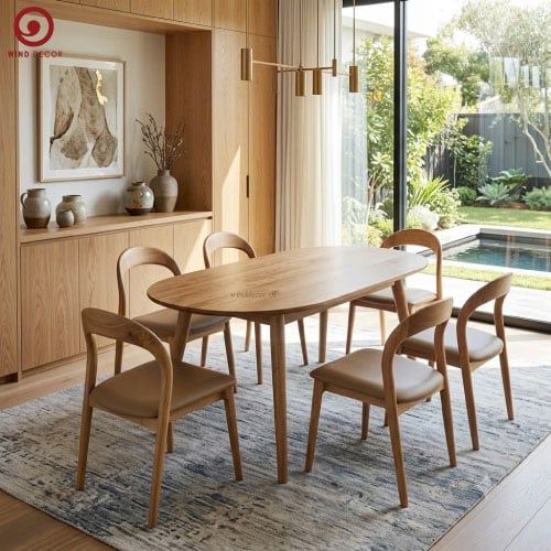  BA-108 Bộ bàn ăn Luna Oval và 6 ghế Neva Không Tay 