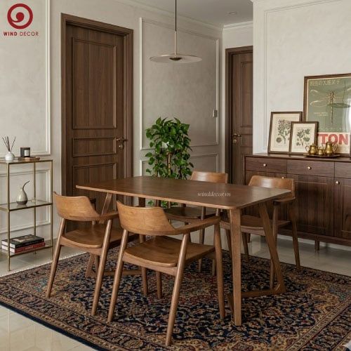  BA-95 Bộ bàn ăn Grace Wood và 4 Ghế Hirosima Wood Rubber 