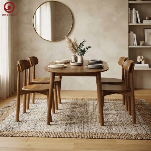  BA-115 Bộ bàn ăn Luna Oval và 4 ghế Inova Wood 