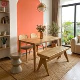  BA-60 Bộ Bàn Ăn Neva và 2 Ghế Mayoi ASH và Ghế Băng Mây Rattan 
