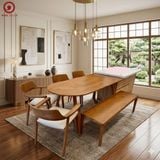  BA-85 Bộ Bàn Ăn Grace Wood Oval và 4 ghế Hirosima + Ghế Băng Neva 