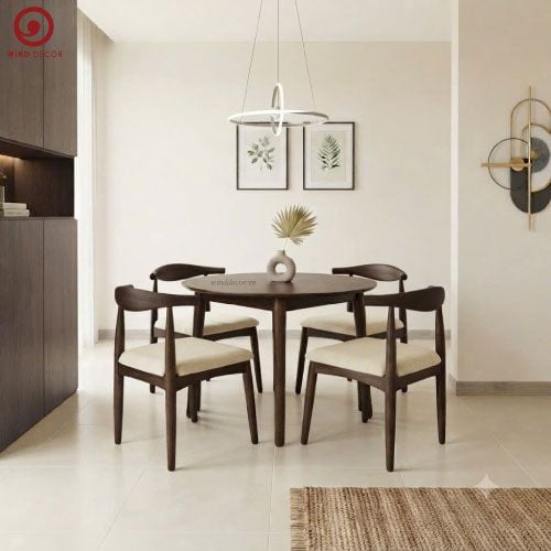  BA-114 Bộ Bàn Ăn Luna Round và 4 Ghế Bull 