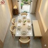  BA-20 Bộ bàn ăn Grace Wood Ceramic và 4 ghế Oleandro Rubber, Ghế Băng Rattan Rubber 