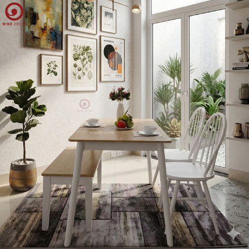  BA-45 Bộ Bàn Ăn 2 Ghế Windsor Wood và Ghế Băng 