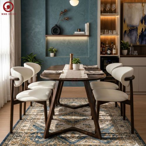  BA-19 Bộ bàn ăn Grace Wood Oval và 4 Ghế Oleandro ASH 