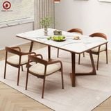  BA-99 Bộ bàn ăn Grace Wood Ceramic và 4 Ghế Neva Có Tay Gỗ ASH 