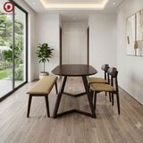  BA-109 Bộ Bàn Ăn Grace Wood Oval và 2 Ghế Inova + Ghế Băng 