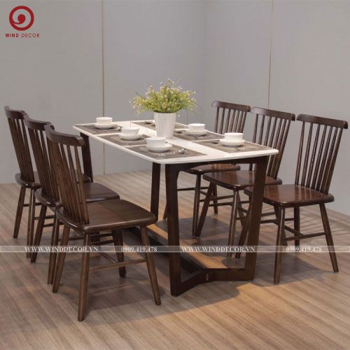  BAC-32 Bộ bàn ăn Concorde và 4 Ghế Pinnston Wood - Ghế Song Tiện 