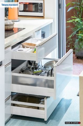 Hệ Tủ Bếp Nhật Bản Cao Cấp Lemure Chữ I Màu LPW - Nhà Phố Biên Hòa