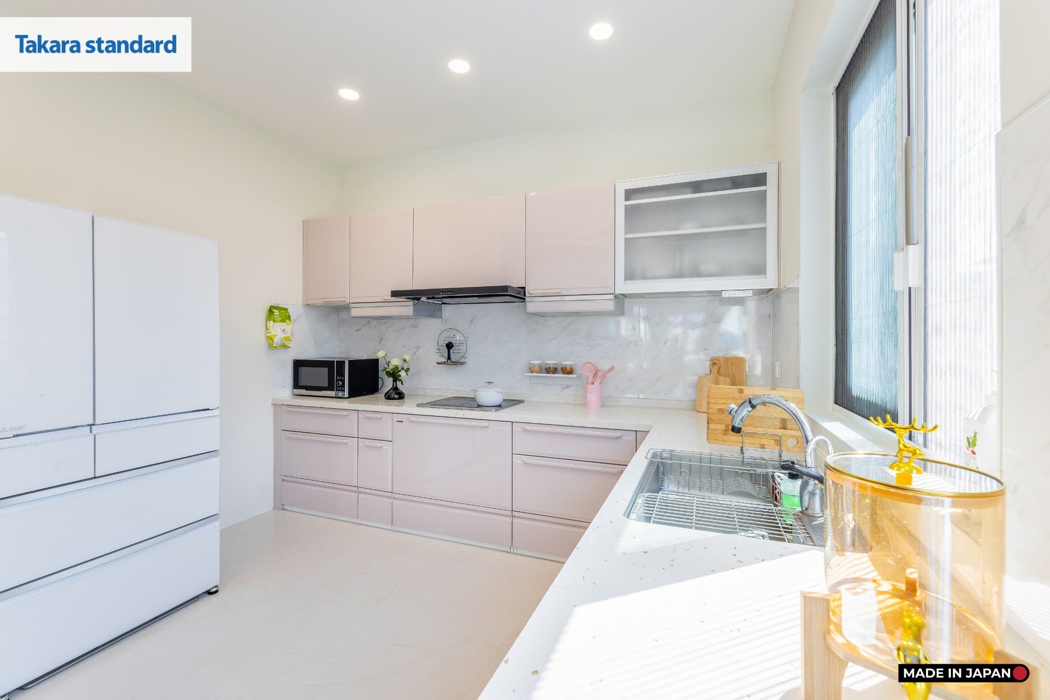 Hệ Tủ Bếp Nhật Bản Cao Cấp Edel Chữ L Màu ESD - Nhà Phố Quận 9