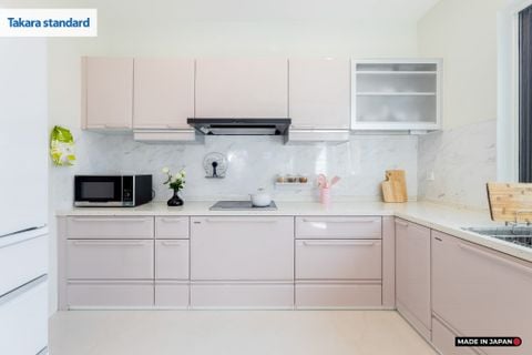 Hệ Tủ Bếp Nhật Bản Cao Cấp Edel Chữ L Màu ESD - Nhà Phố Quận 9
