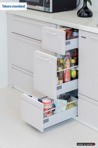 Hệ Tủ Bếp Nhật Bản Cao Cấp Edel Chữ L Màu ESD - Nhà Phố Quận 9