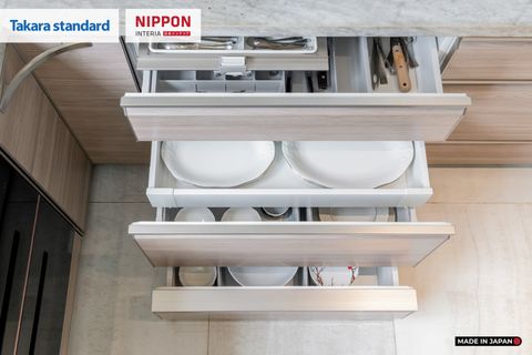 Hệ Tủ Bếp Nhật Bản Cao Cấp Lemure Chữ L Màu LJV - Biệt Thự Thủ Đức