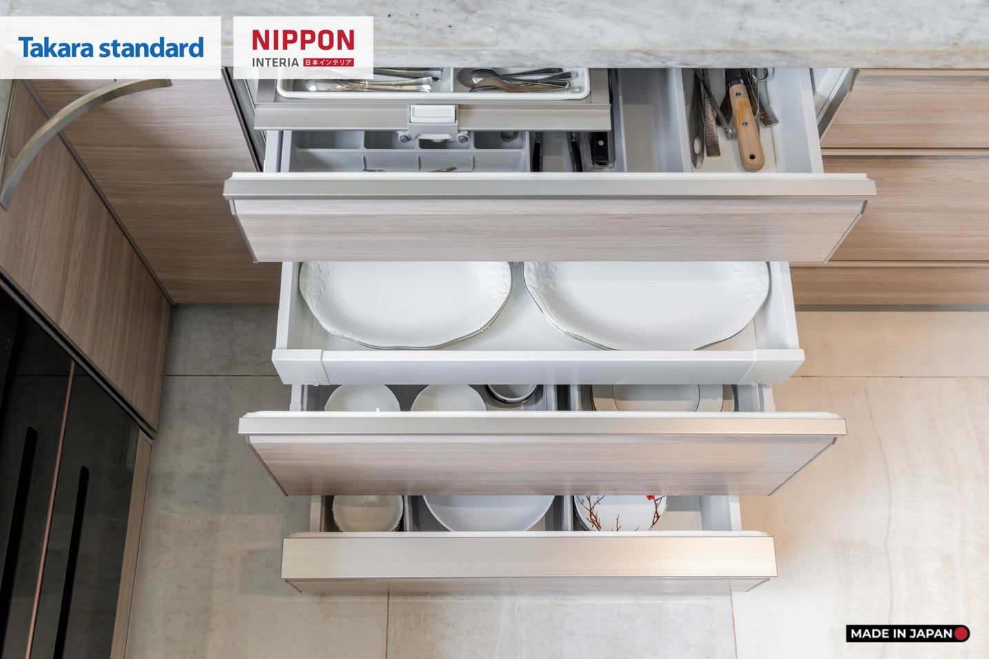 Hệ Tủ Bếp Nhật Bản Cao Cấp Lemure Chữ L Màu LJV - Biệt Thự Thủ Đức