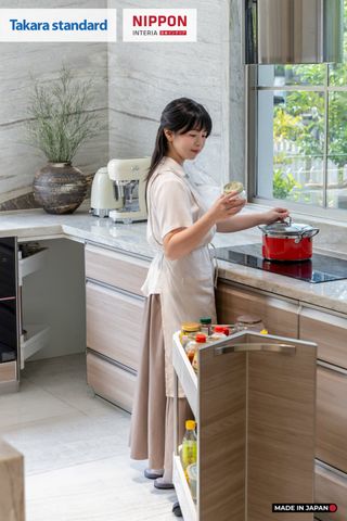 Hệ Tủ Bếp Nhật Bản Cao Cấp Lemure Chữ L Màu LJV - Biệt Thự Thủ Đức