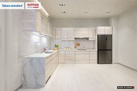Hệ Tủ Bếp Nhật Bản Cao Cấp Treasia Chữ L Màu VNI - Phố Láng Hạ
