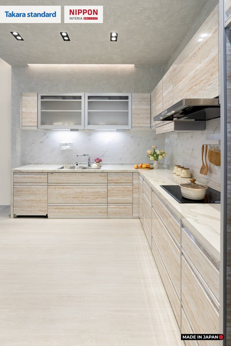 Hệ Tủ Bếp Nhật Bản Cao Cấp Treasia Chữ L Màu VNI - Phố Láng Hạ