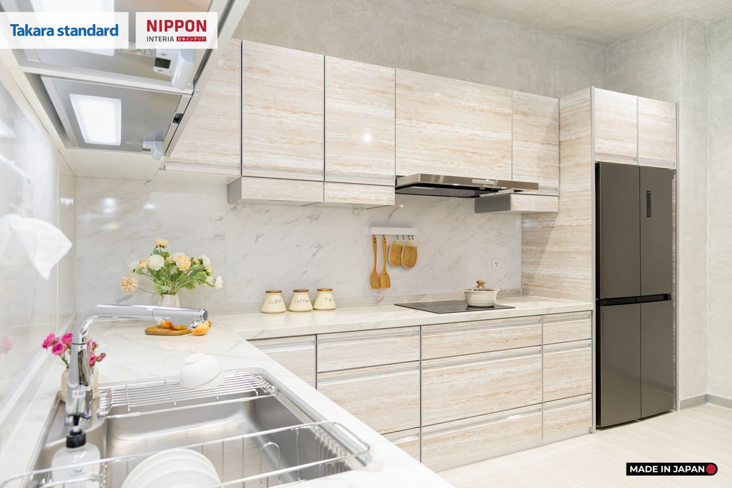 Hệ Tủ Bếp Nhật Bản Cao Cấp Treasia Chữ L Màu VNI - Phố Láng Hạ