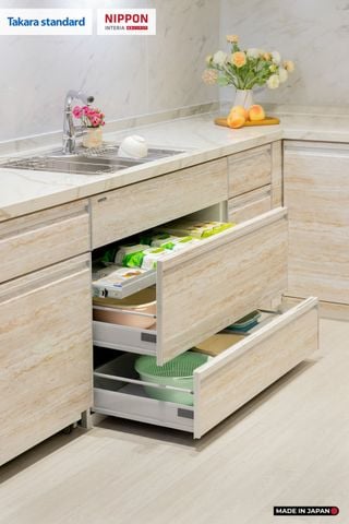 Hệ Tủ Bếp Nhật Bản Cao Cấp Treasia Chữ L Màu VNI - Phố Láng Hạ