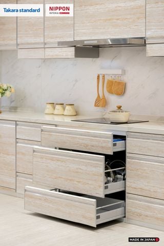 Hệ Tủ Bếp Nhật Bản Cao Cấp Treasia Chữ L Màu VNI - Phố Láng Hạ