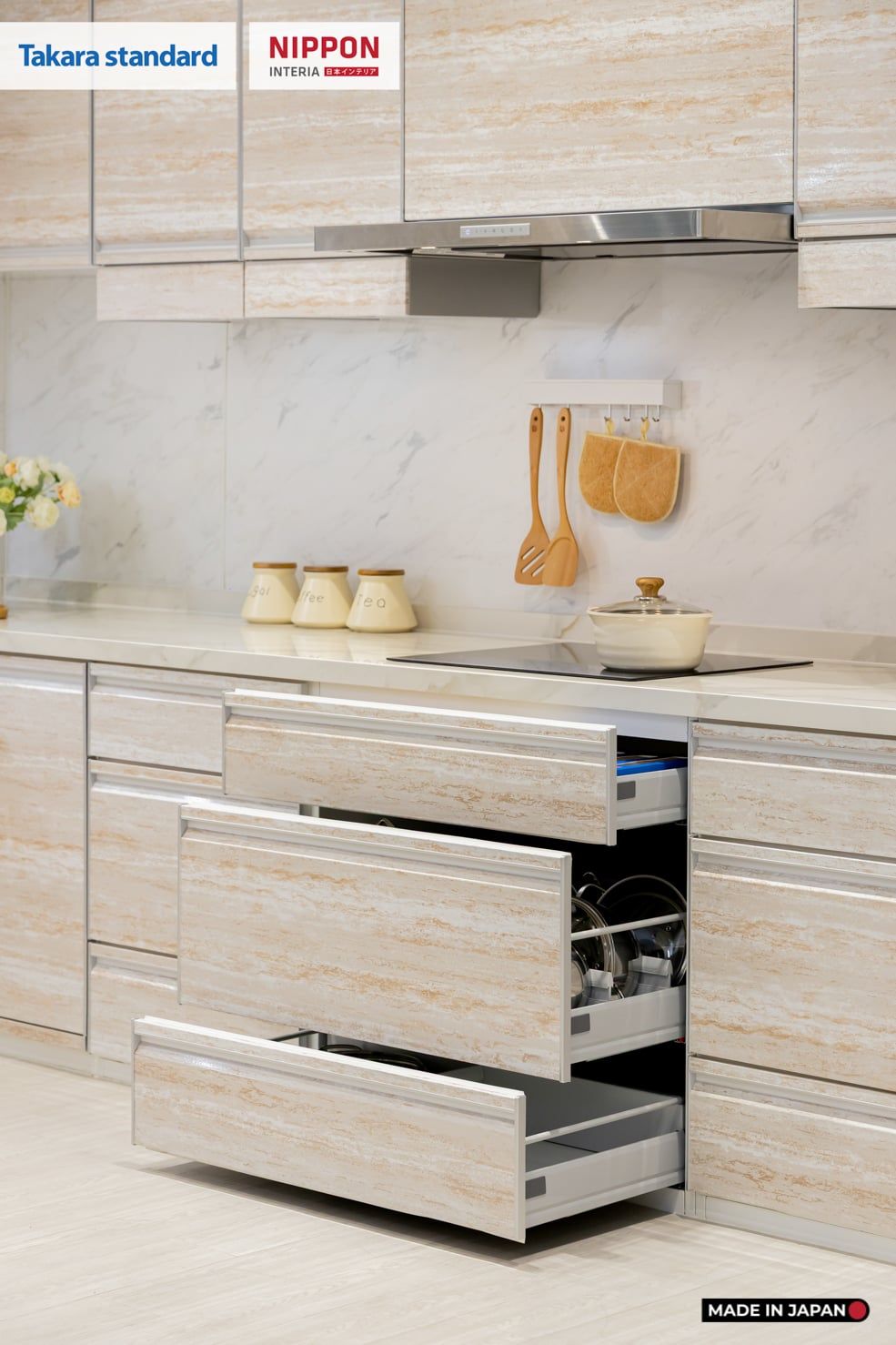 Hệ Tủ Bếp Nhật Bản Cao Cấp Treasia Chữ L Màu VNI - Phố Láng Hạ