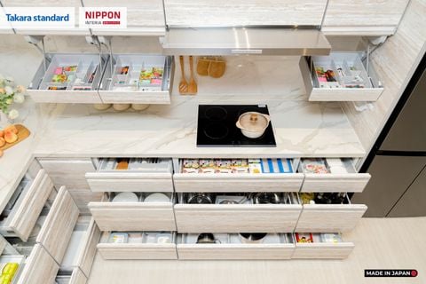 Hệ Tủ Bếp Nhật Bản Cao Cấp Treasia Chữ L Màu VNI - Phố Láng Hạ
