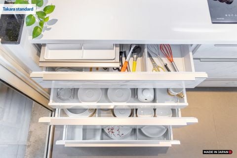 Hệ Tủ Bếp Nhật Bản Cao Cấp Lemure Chữ L Màu LJD - Căn Hộ Saigon Pearl
