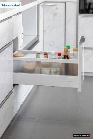 Hệ Tủ Bếp Nhật Bản Cao Cấp Lemure Chữ L Màu LJD - Căn Hộ Saigon Pearl