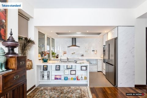 Hệ Tủ Bếp Nhật Bản Cao Cấp Lemure Chữ L Màu LJD - Căn Hộ Saigon Pearl
