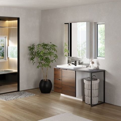 Hệ Tủ Gương Lavabo Famile Vân Gỗ Ngang (Mã Màu YIU)