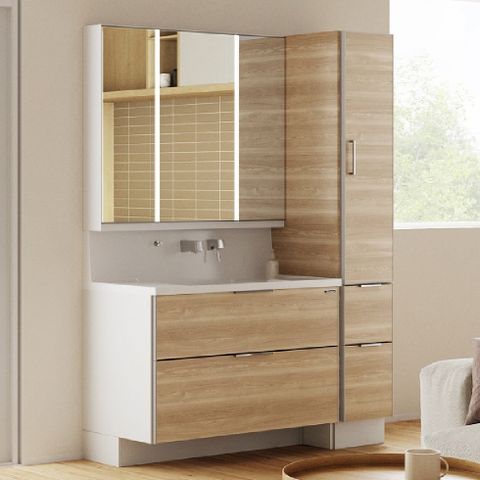 Hệ Tủ Gương Lavabo Famile Vân Gỗ Ngang (Mã YZV)