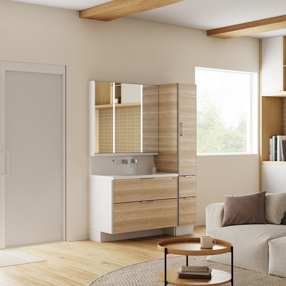 Hệ Tủ Gương Lavabo Famile Vân Gỗ Ngang (Mã YZV)