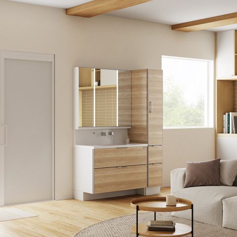 Hệ Tủ Gương Lavabo Famile Vân Gỗ Ngang (Mã YZV)