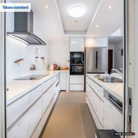 Hệ Tủ Bếp Nhật Bản Cao Cấp Lemure Chữ L Màu LJD - Căn Hộ Saigon Pearl