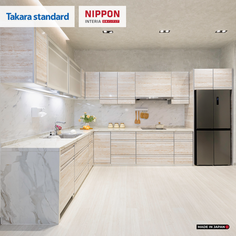 Hệ Tủ Bếp Nhật Bản Cao Cấp Treasia Chữ L Màu VNI - Phố Láng Hạ
