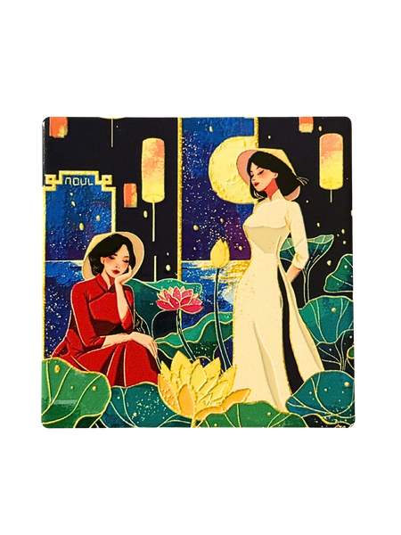 3D Ceramic Square Shape Two Ladies 1