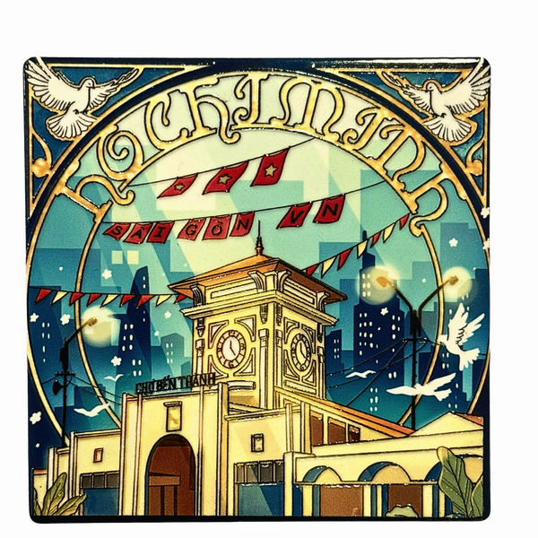 3D Ceramic Square Shape Art Nouveau HCM