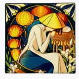  3D Ceramic Square Shape Áo Dài LiLy 